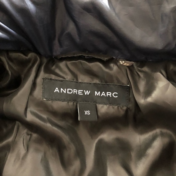 Navy blue Andrew Marc puffer hooded jacket - Picture 3 of 7